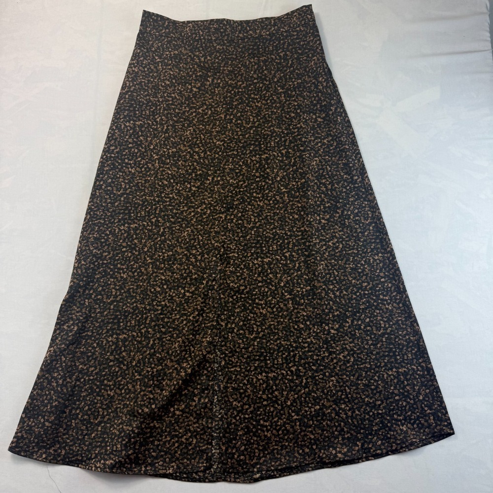 Halogen A-Line Midi Skirt Womens S Brown Black Leopard Print Flowy Lightweight